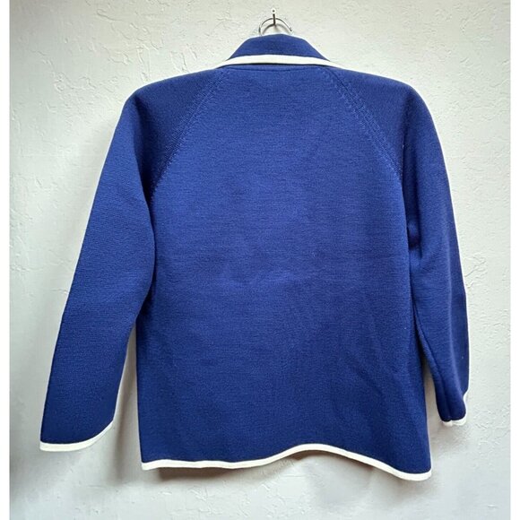 Vintage Knits By Tally Wool Classic Collared Sweater Size 14 Blue White - Picture 2 of 9